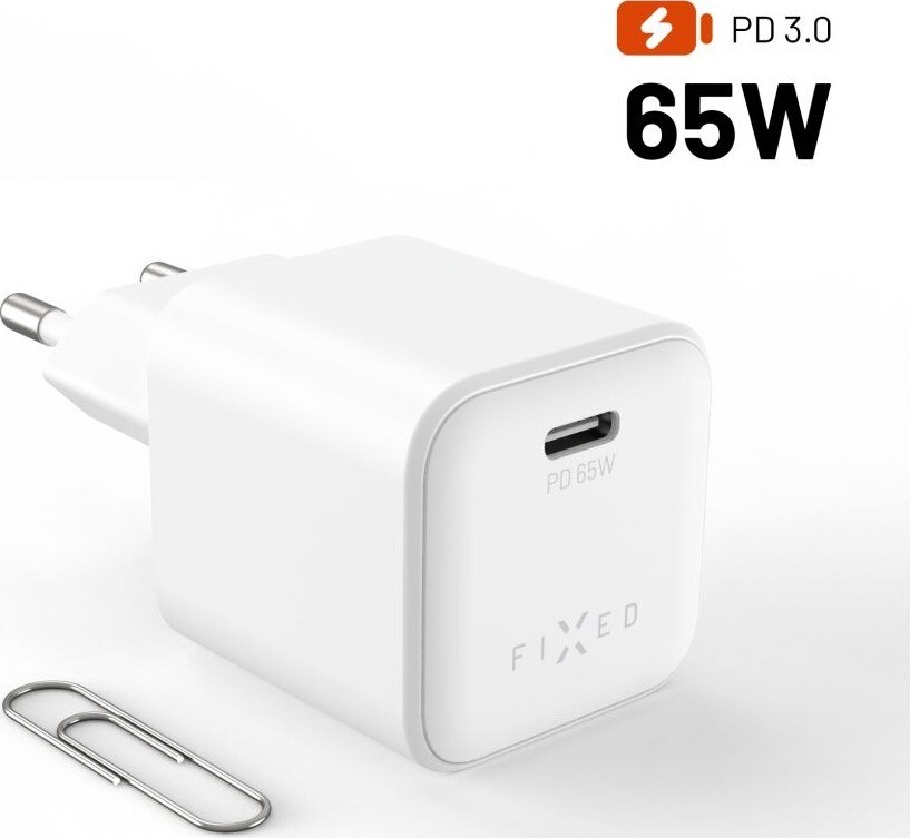FIXED Mini GaN s USB-C výstupom a podporou PD 65 W biela