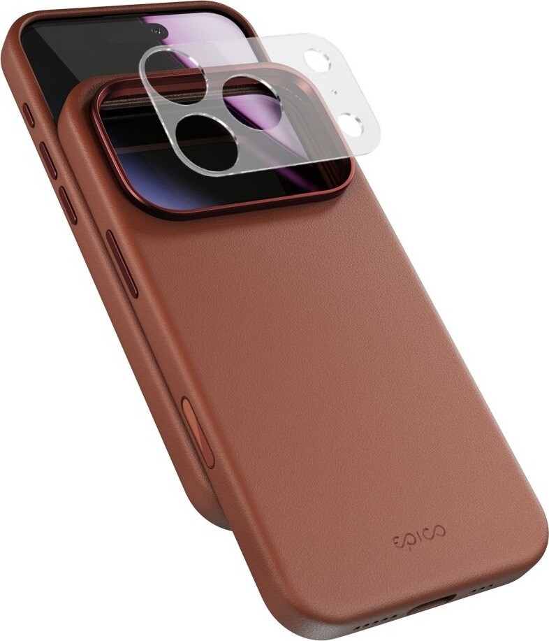 Epico Leather Pro Mag+ kryt iPhone 17 Pro Max Qi2 & MagSafe kompatibilný – hnedý