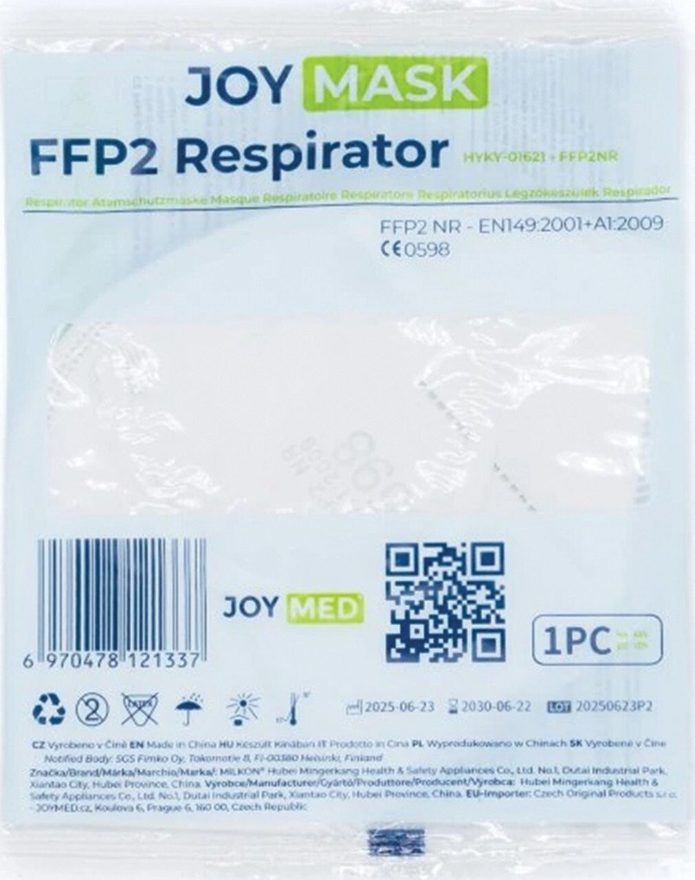 JoyMask FFP2 respirátor bílý, 5 ks