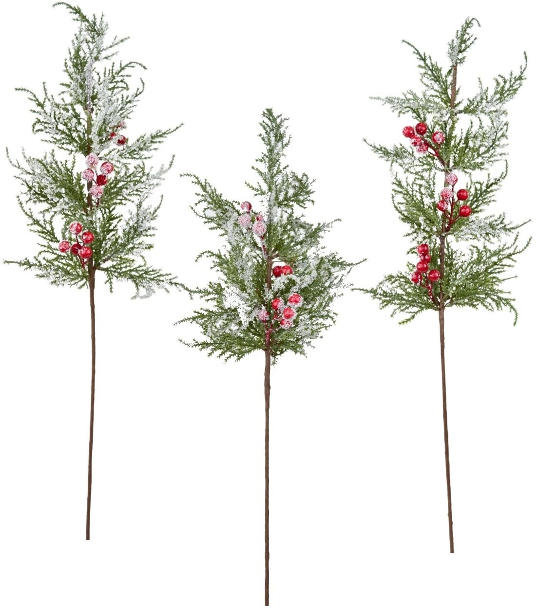 DOMMIO Vetva z tuje zasnežená 75 cm, sada 3 ks