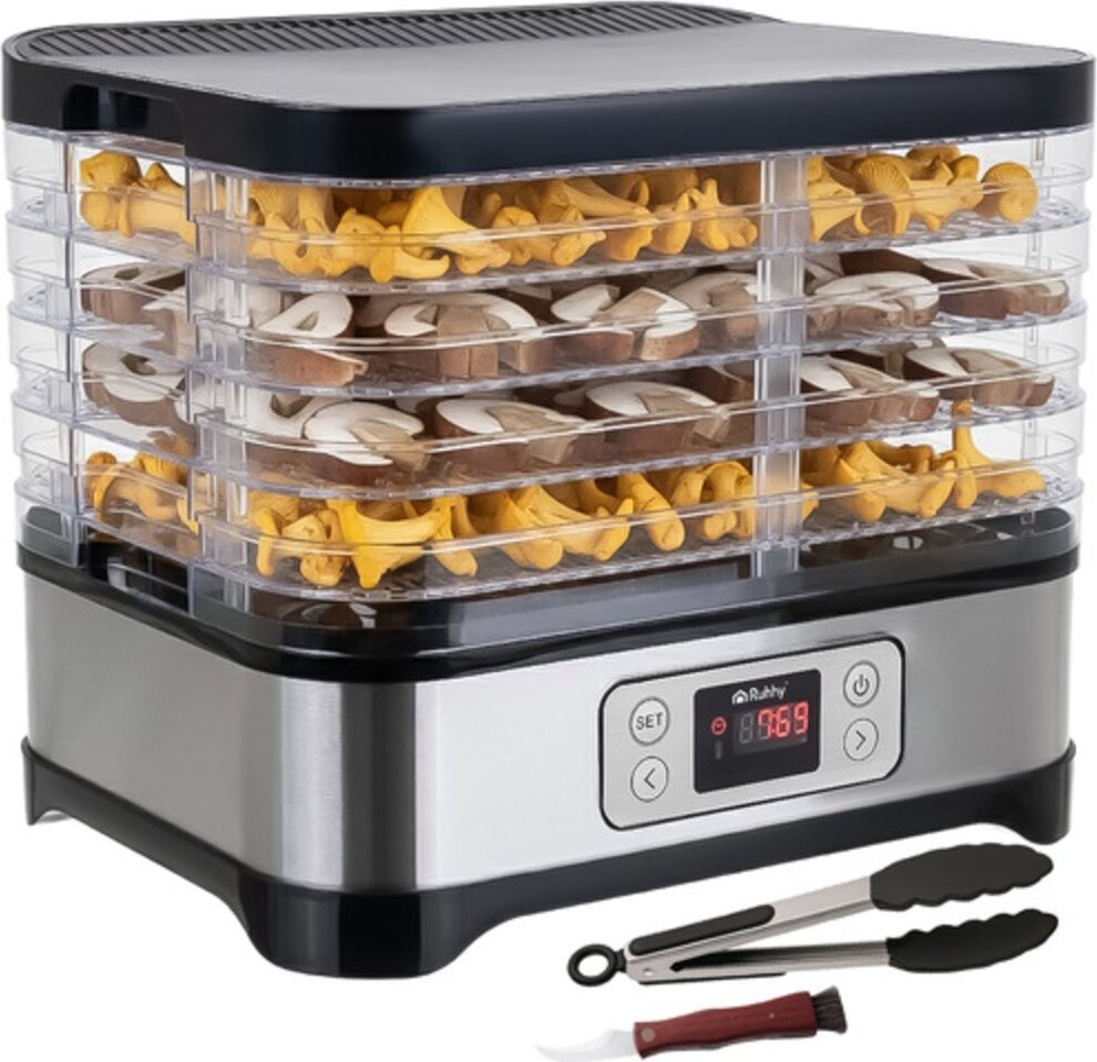Ruhhy Sušička hub, ovoce a zeleniny 10 l, 5 táců, LCD, časovač 24 h, 35-70 °C