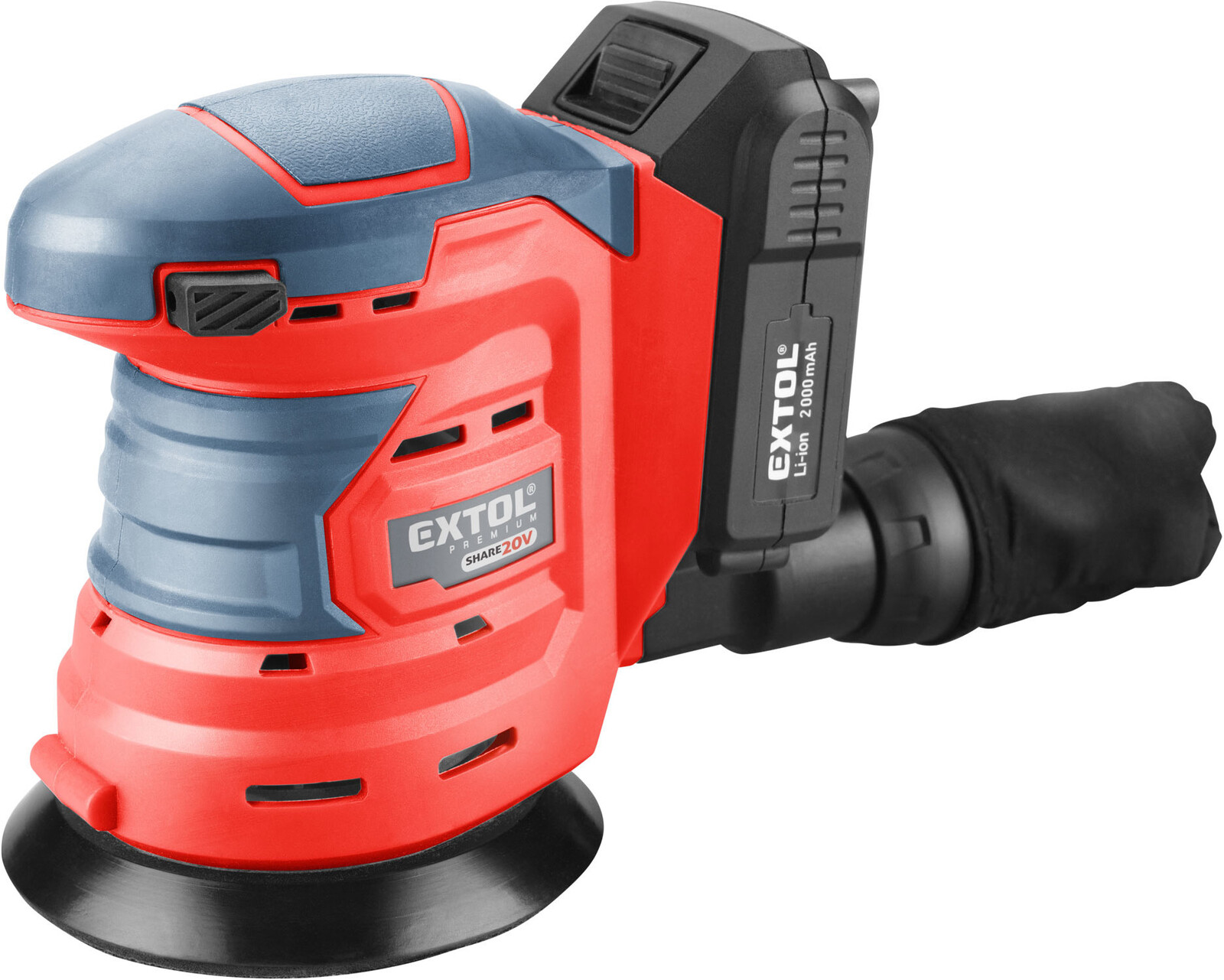 EXTOL PREMIUM Brúska excentrická AKU SHARE20V, 125 mm 8891846 (1× 2 Ah)