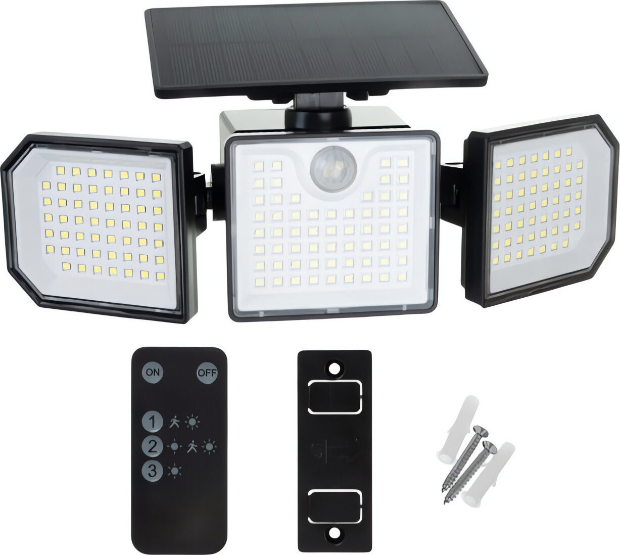 Izoxis 24633 Solární 167 LED osvětlení s PIR čidlem pohybu a soumraku, IP65, 500 lm, 1800 mAh
