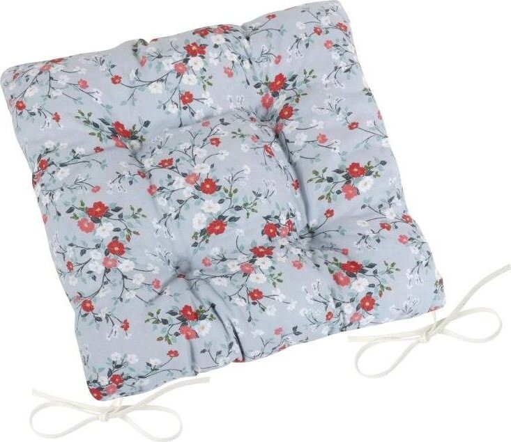 BELLATEX Sedák DITA 41/402 – prešívaný, 40 × 40, kvety na sivom