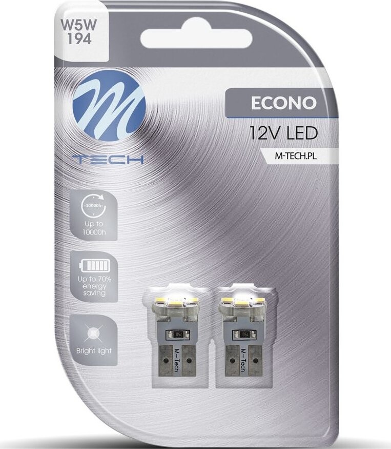 M-Tech W5W W2.1x9.5d 4 LED biele 2 ks, LB069W