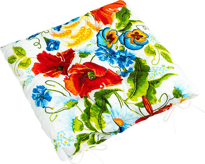 BELLATEX Sedák Gita 41/714 prošívaný 40 × 40 cm vlčí máky
