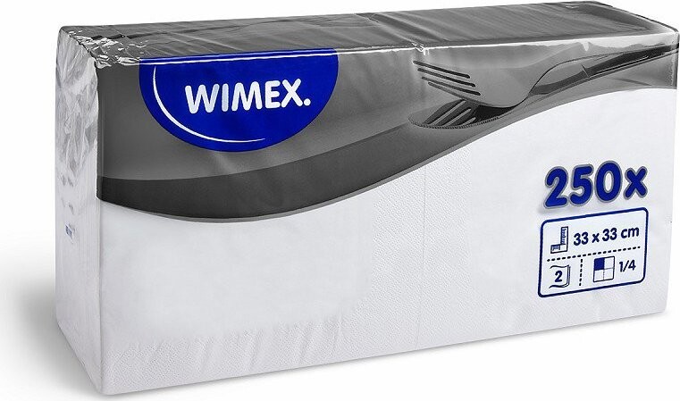 Wimex 2-vrstvové obrúsky 33 × 33 cm, biele – 250 ks