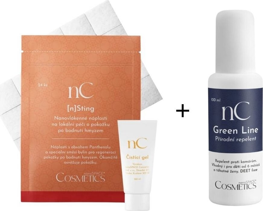 NanoSPACE Cosmetics Anti-komár sada: repelent a náplasti s gélom