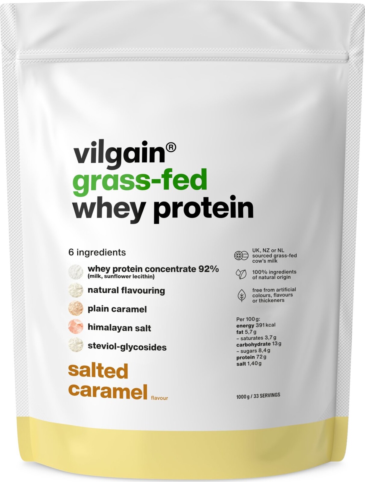 Vilgain Grass-Fed Whey Protein 1 000 g salted caramel