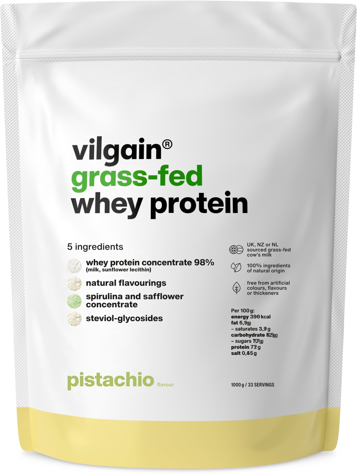 Vilgain Grass-Fed Whey Protein 1 000 g pistachios