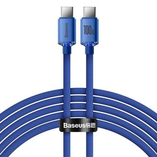 Baseus CAJY000703 Crystal Shine Series Datový Kabel USB-C - USB-C 100W 2m Blue (Pošk. Balení)
