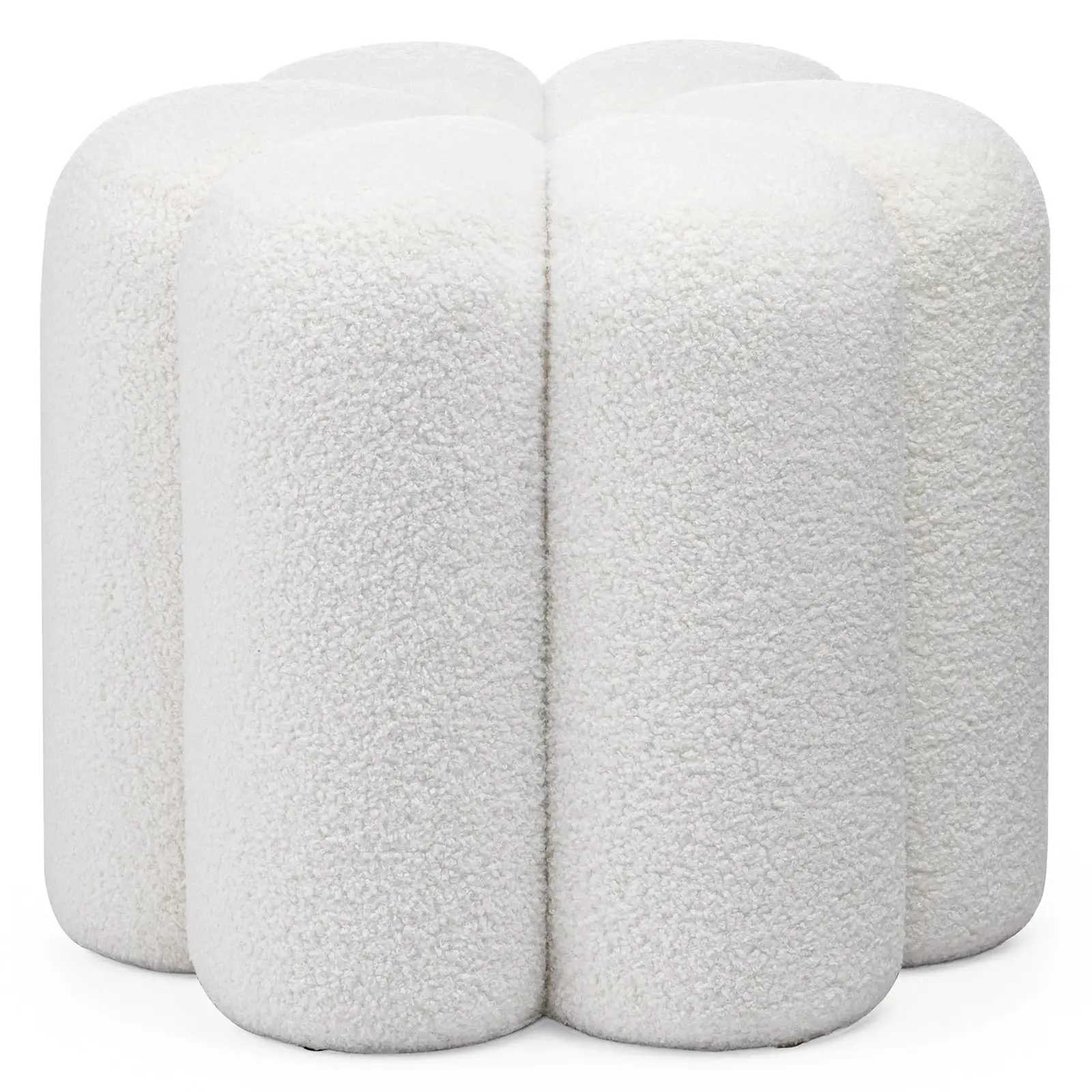 Designový taburet Quad bouclé bílý