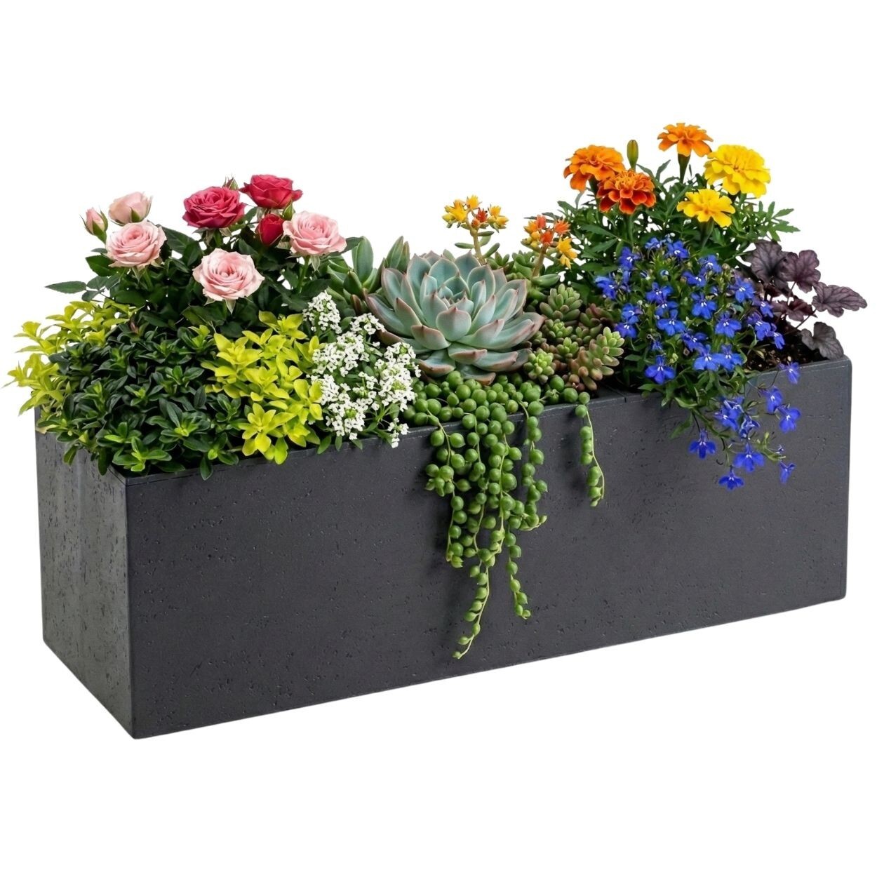 Květináč na kolečkách BETONIQUE 90x30 cm antracitový beton