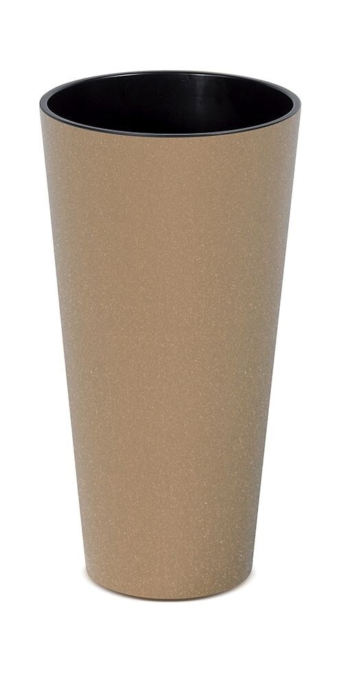 Plastový květináč TUBUS Slim Eco Wood 20 cm hnědý