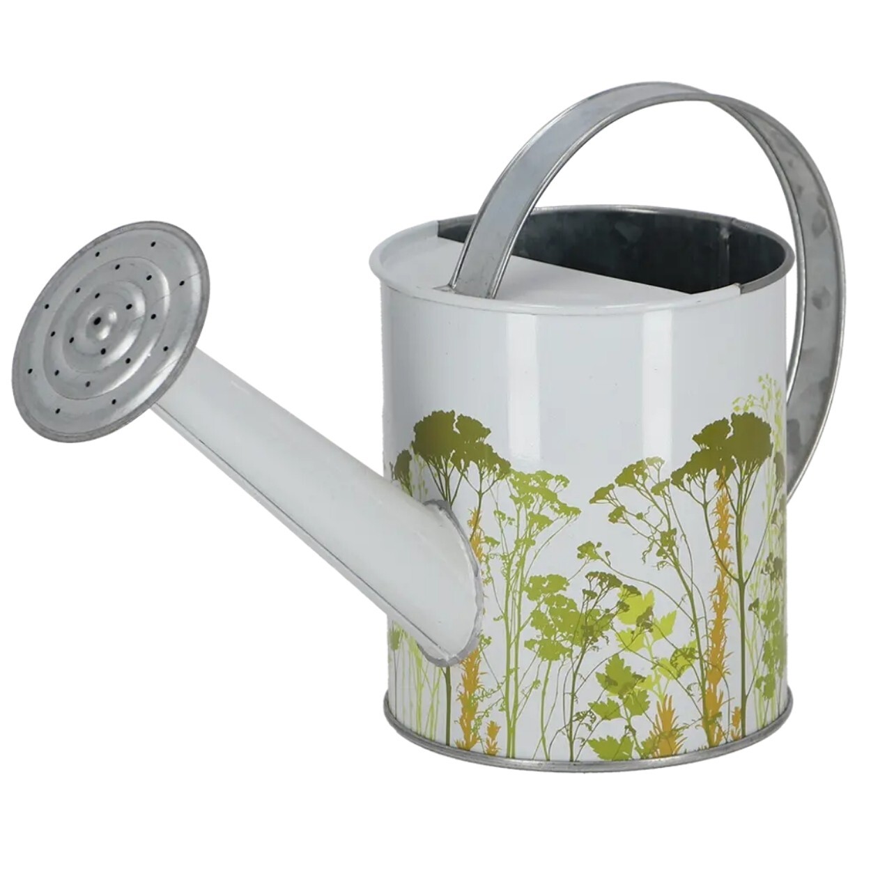 Zahradní kovová konev HERB bílá/zelená