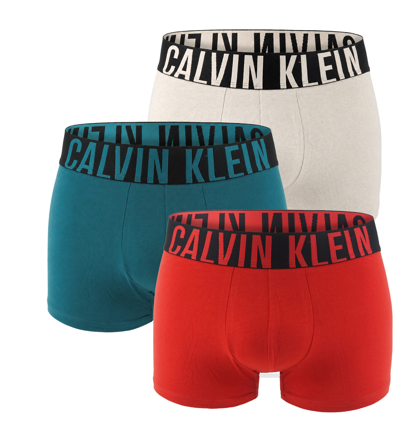 CALVIN KLEIN - pánske boxerky 3PACK Intense power redwood / turquoise tones