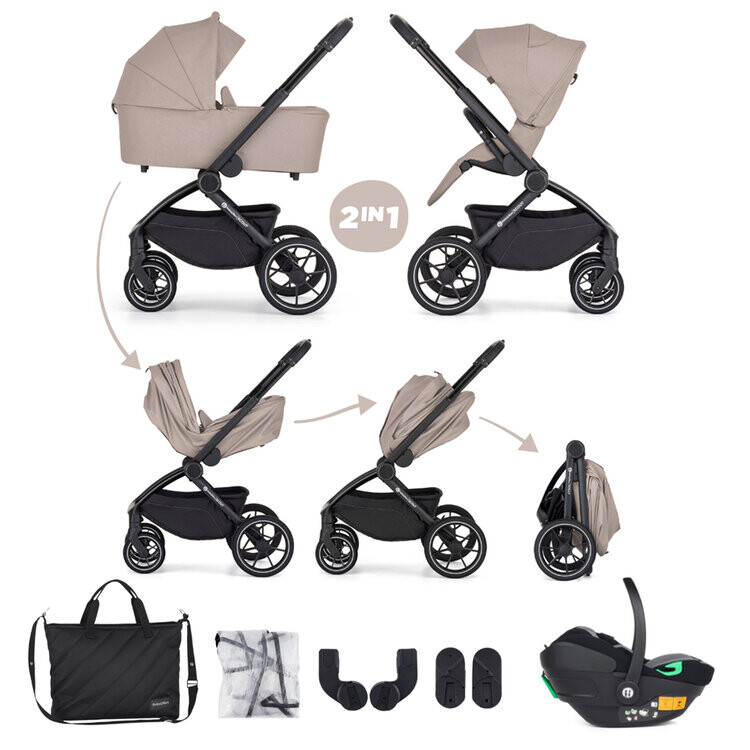 PETITE&MARS Kočík kombinovaný SCOUT 3v1 Cappuccino Cream s Core Pro i-Size
