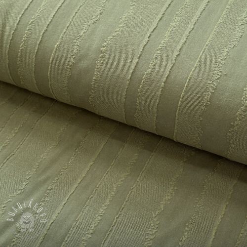 Bavlnená látka JACQUARD Stripes army green