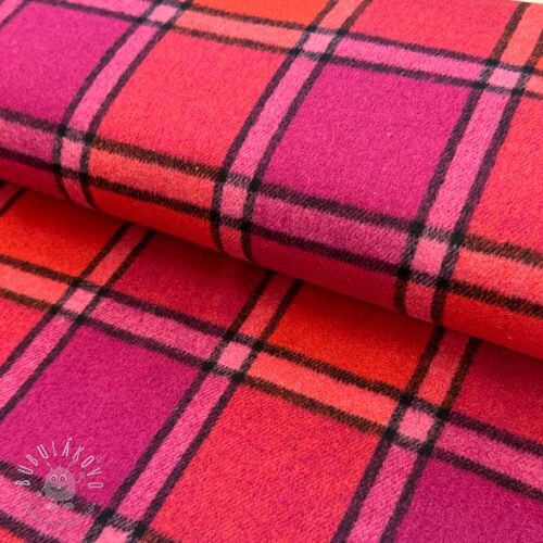 Látka na kostým BRUSHED Check cerise