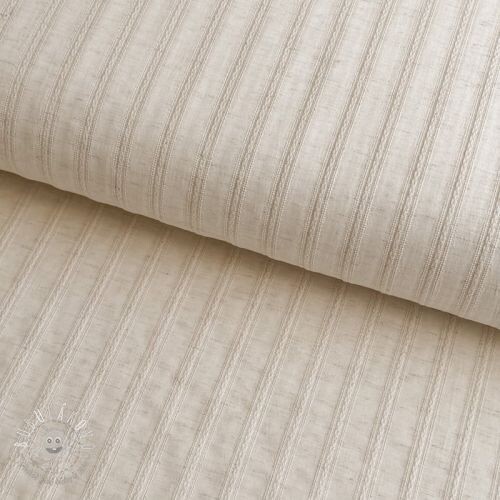 Bavlnená látka LINEN JACQUARD Stripes beige