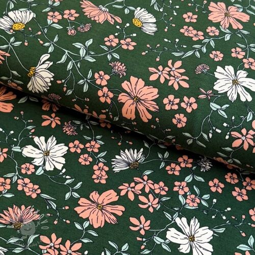 Úplet Flowers dark green