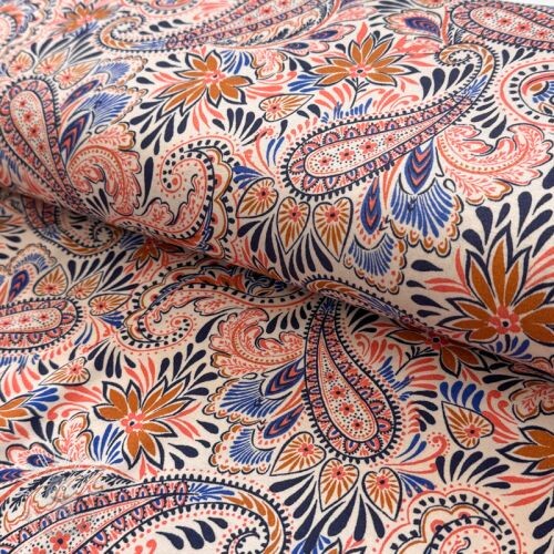 Úplet VISCOSE Paisley orange digital print