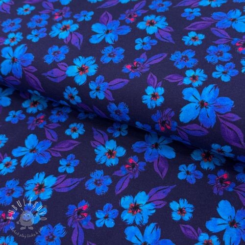 Úplet Hannah flowers blue digital print