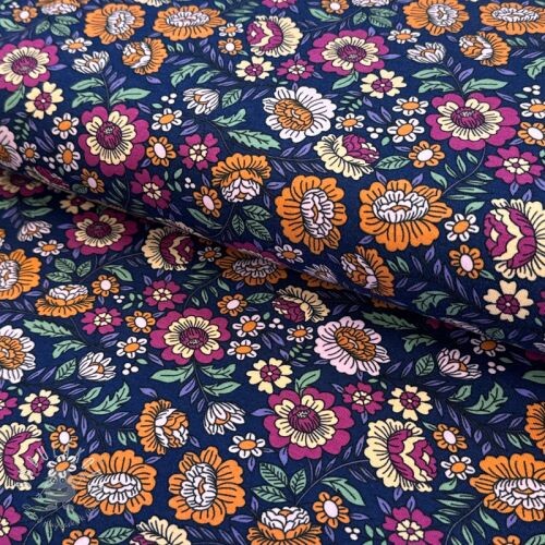 Úplet Flowers tossed navy