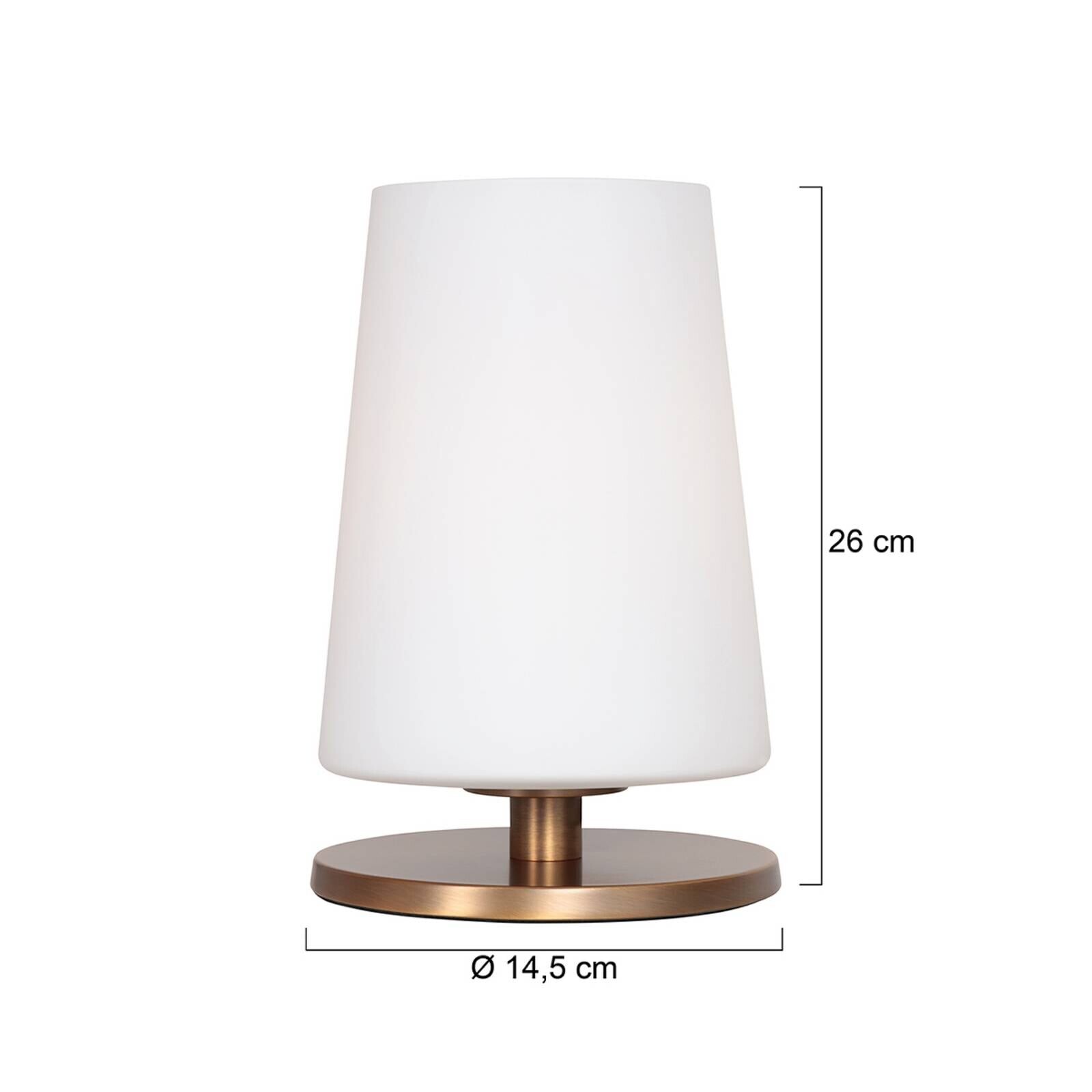 Stolová lampa Ancilla, bronzová, výška 26 cm, kov, sklo, E27