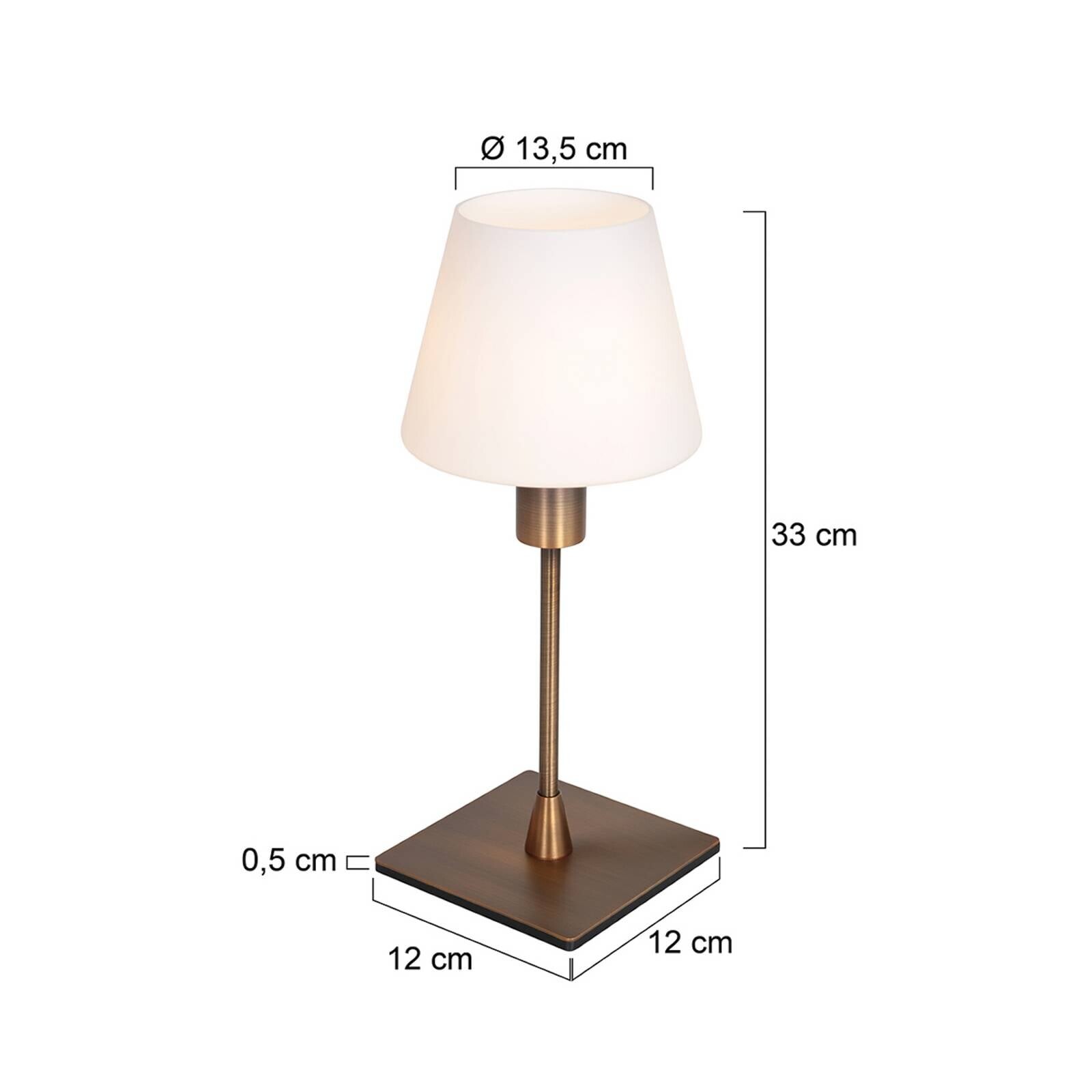 Stolová lampa Ancilla, bronzová, výška 33 cm, kov, sklo, E14