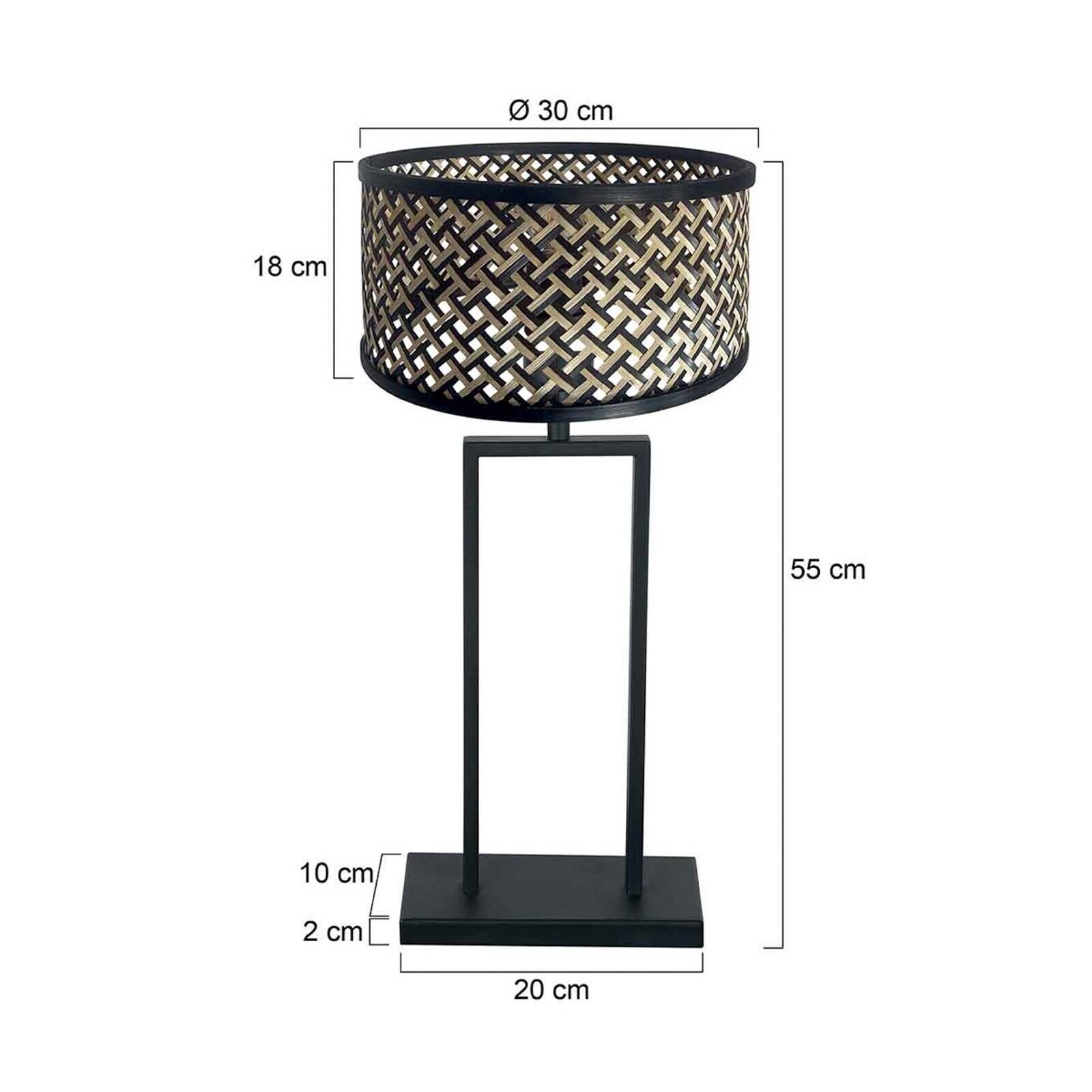 Stolová lampa Stang 3856ZW, opletenie čierne/prírodné, výška 55 cm