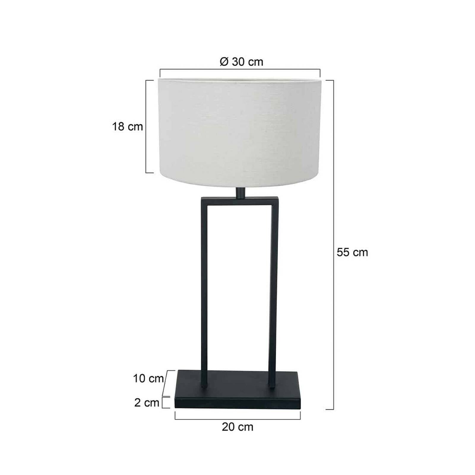 Stolová lampa Stang 3860ZW, čierna/biele plátno, výška 55 cm
