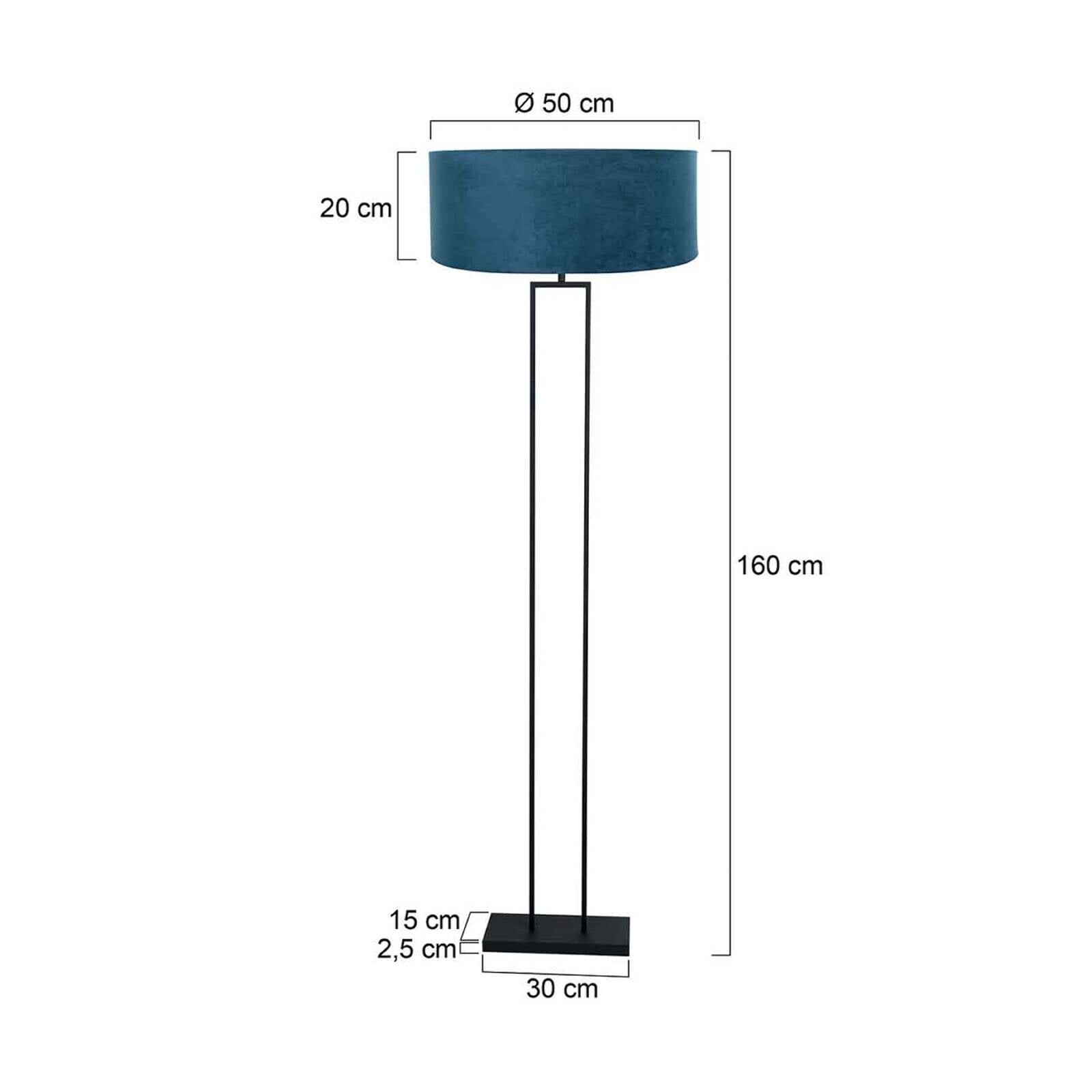 Stojacia lampa Stang, čierna/modrý velúr, výška 160 cm, E27
