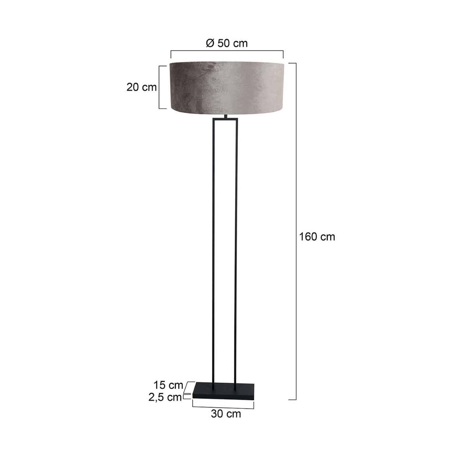 Stojacia lampa Stang, čierna/strieborný velúr, výška 160 cm, E27