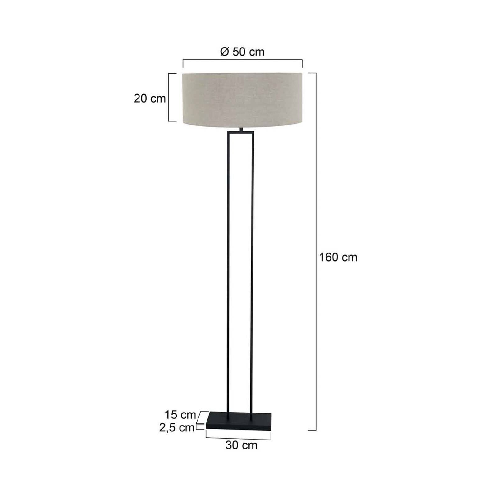 Stojacia lampa Stang, čierna/plátno v bahennom odtieni, výška 160 cm, E27