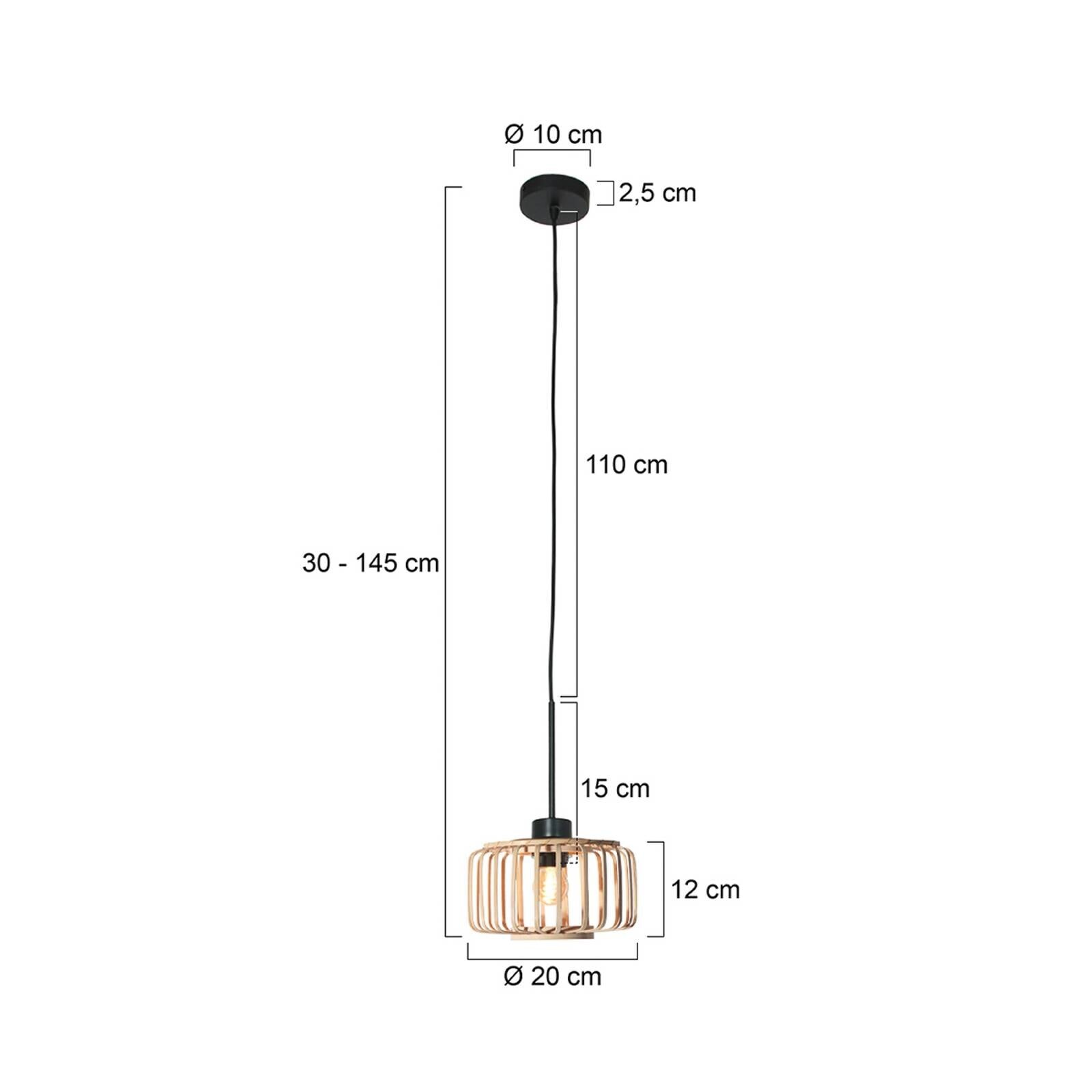 Závesné svietidlo Sparkled Light, čierna/prírodný bambus, Ø 20 cm