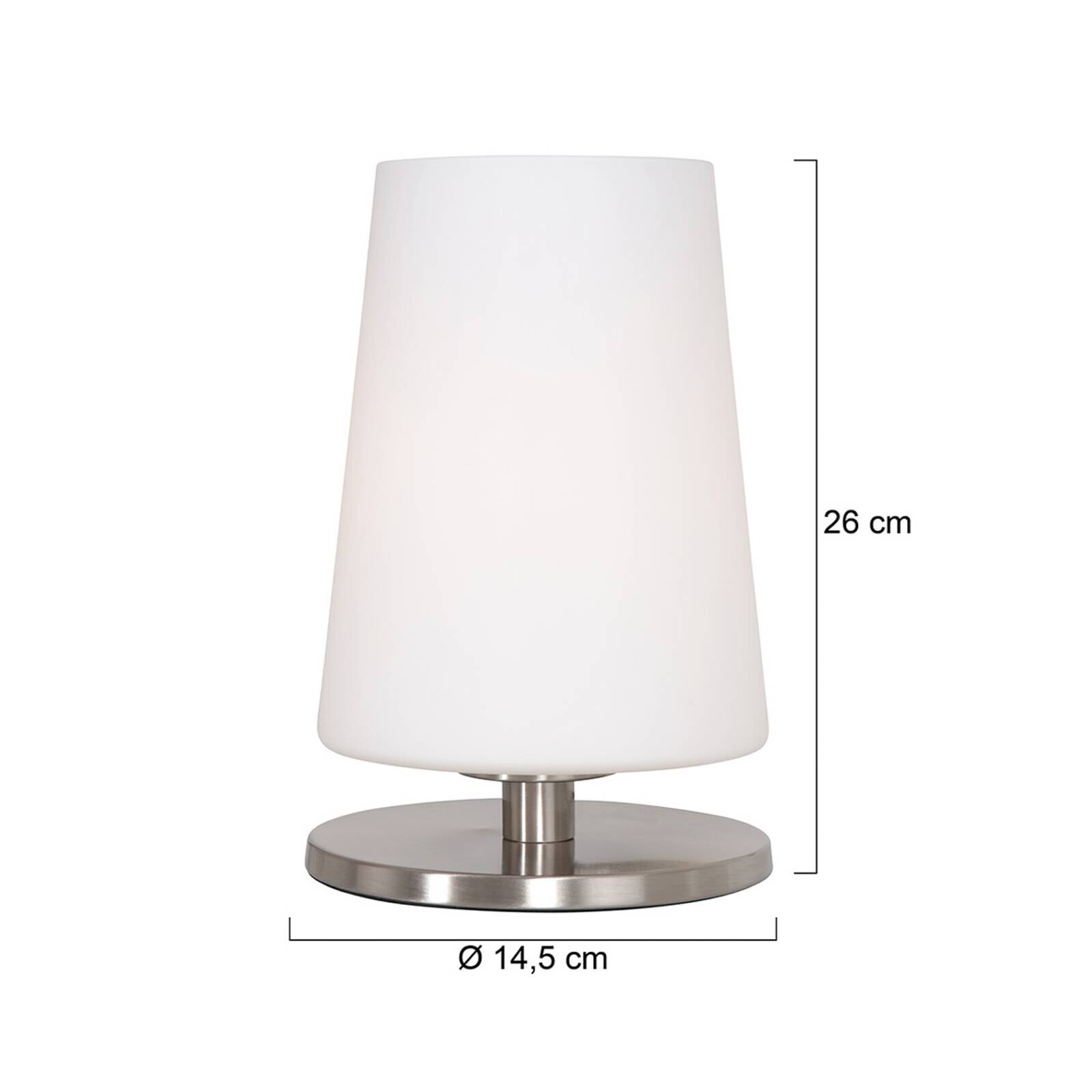 Stolová lampa Ancilla, oceľ, výška 26 cm, kov, sklo, E27
