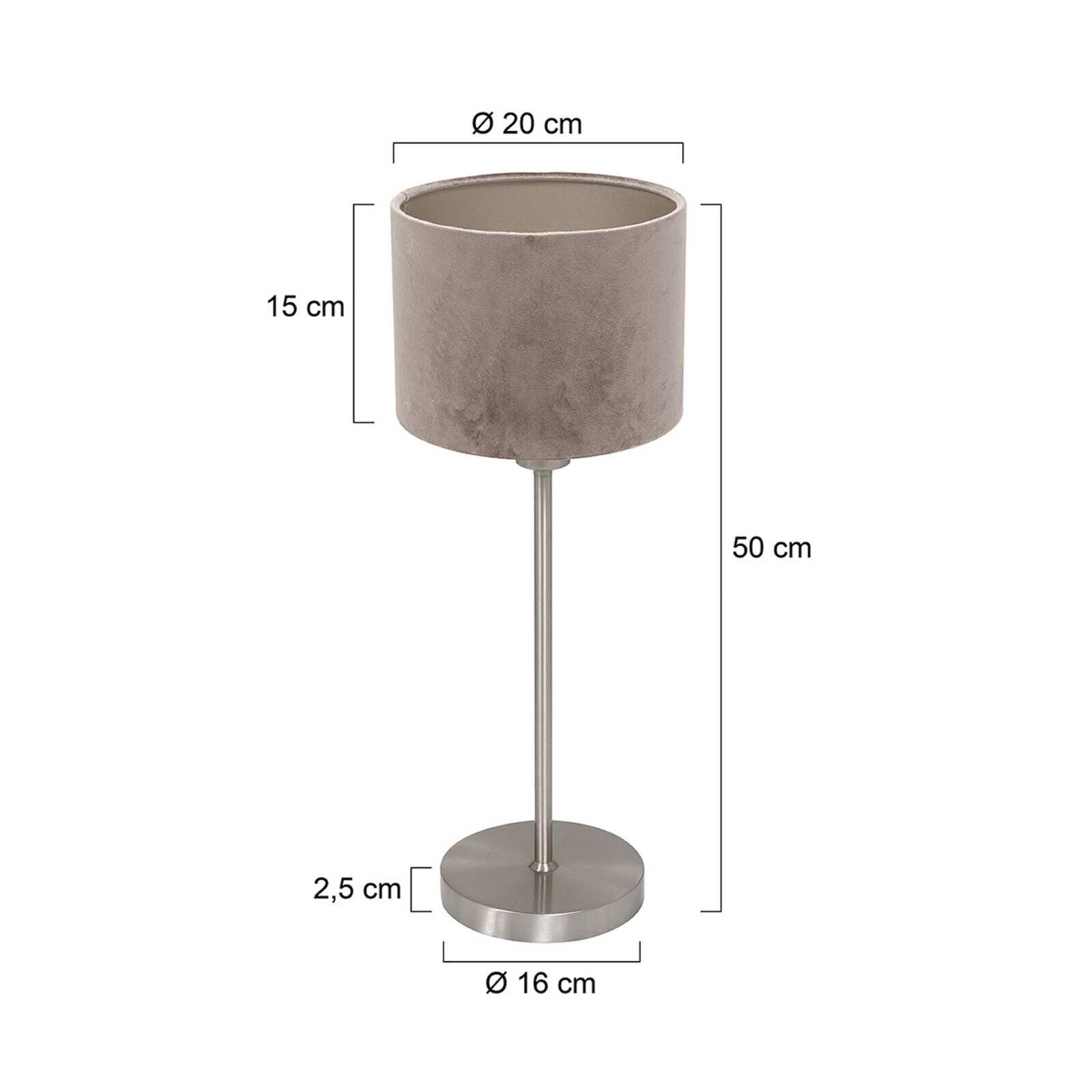 Stolová lampa Noor, oceľ/strieborný velúr, výška 50 cm, E27