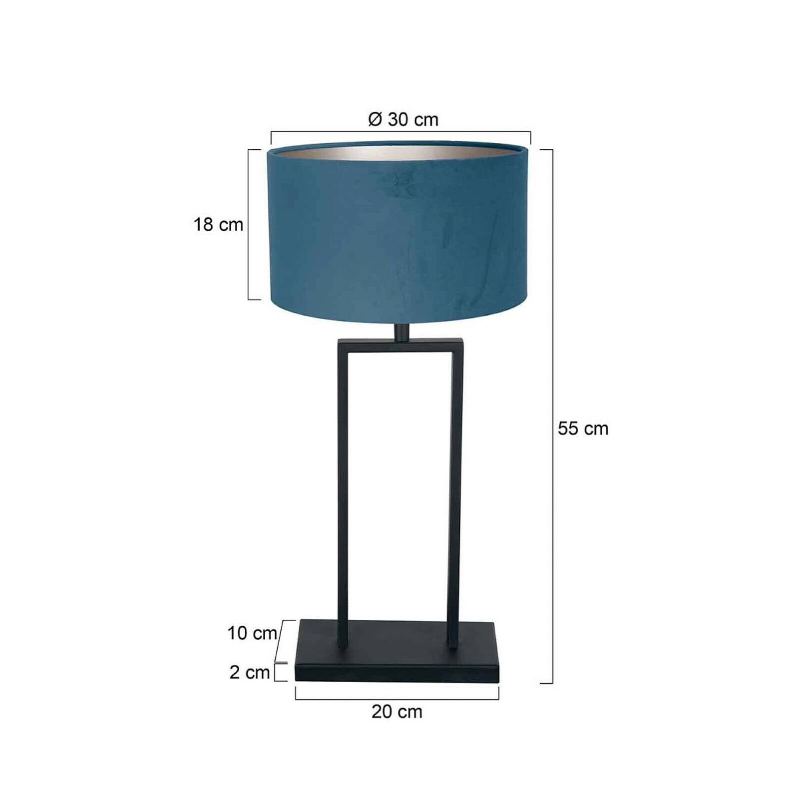 Stolová lampa Stang 3862ZW, čierna/modrý velúr, výška 55 cm