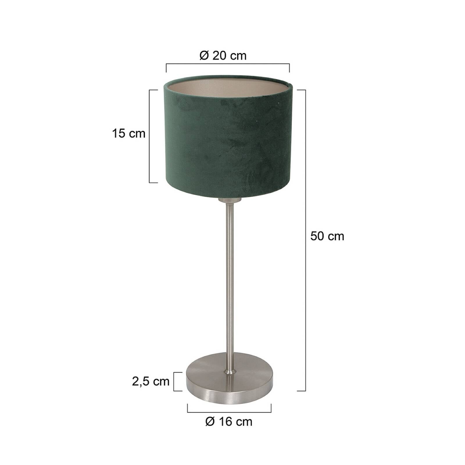 Stolová lampa Noor, oceľ/zelený velúr, výška 50 cm, E27