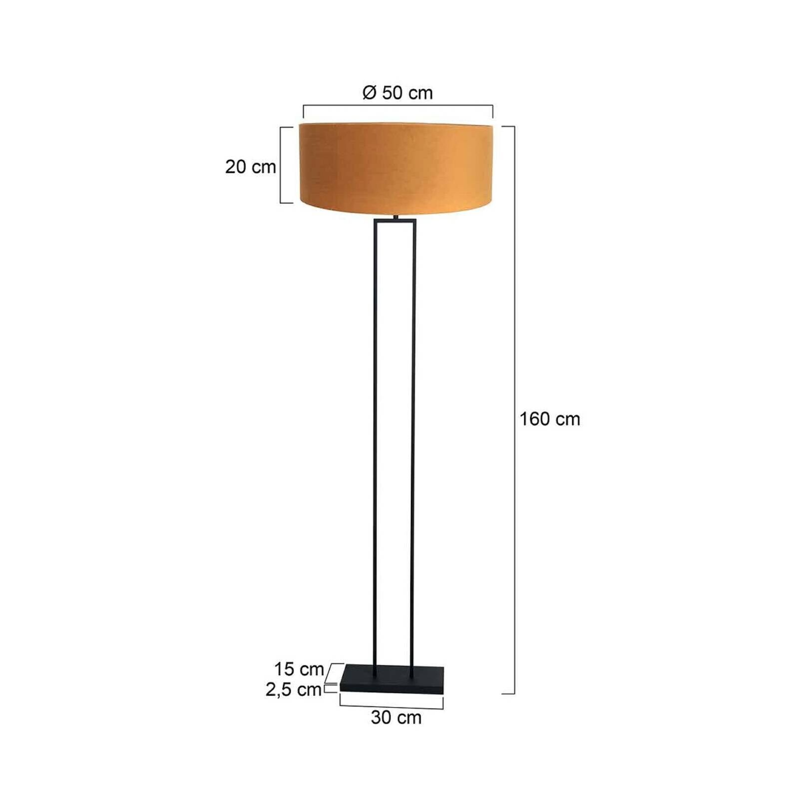 Stojacia lampa Stang, čierna/zlatý velúr, výška 160 cm, E27