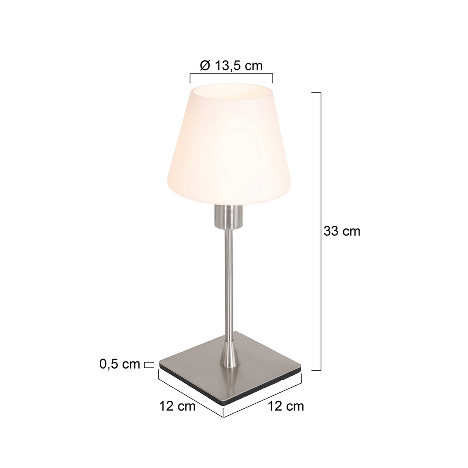 Stolová lampa Ancilla, oceľ, výška 33 cm, kov, sklo, E14