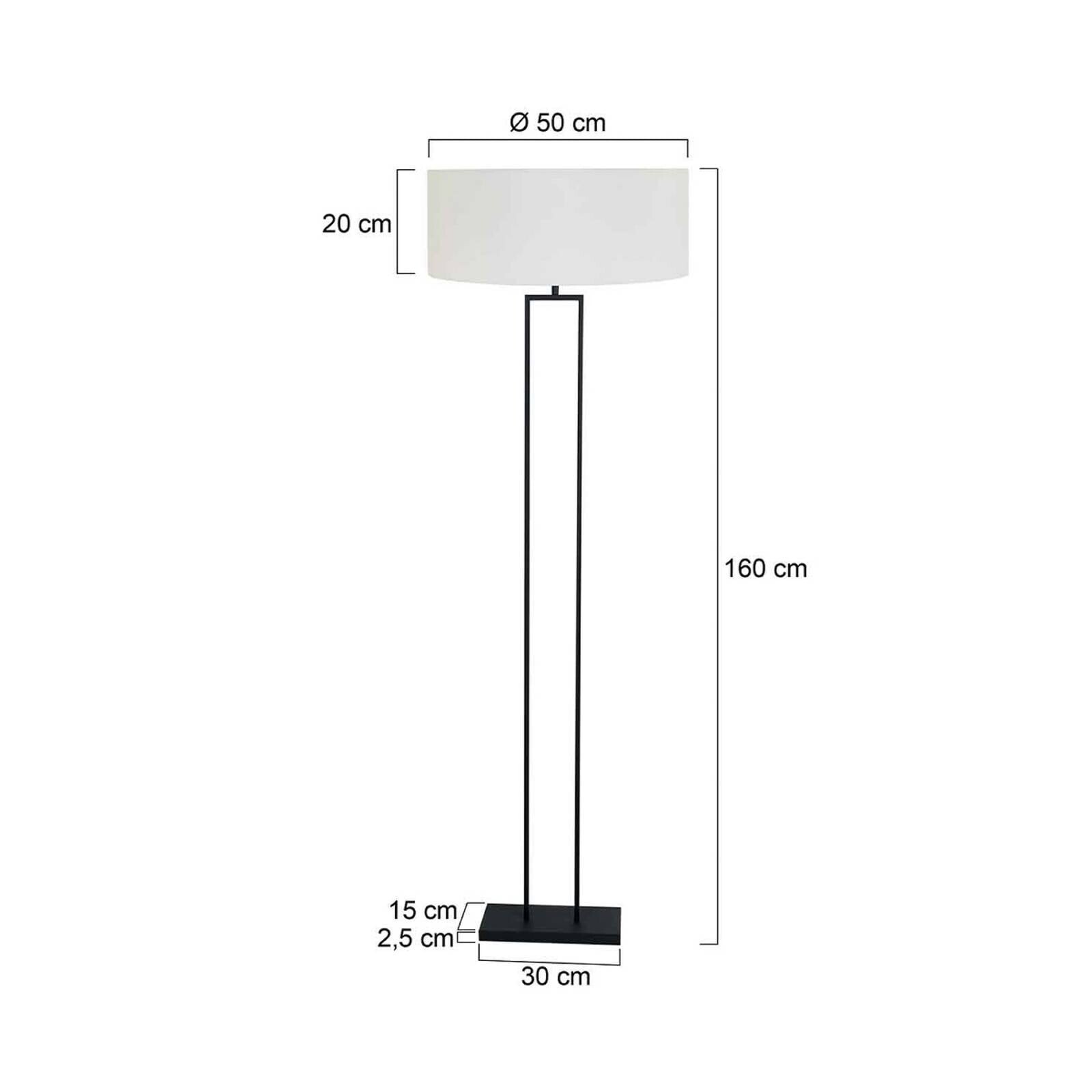 Stojacia lampa Stang, čierna/biele plátno, výška 160 cm, E27