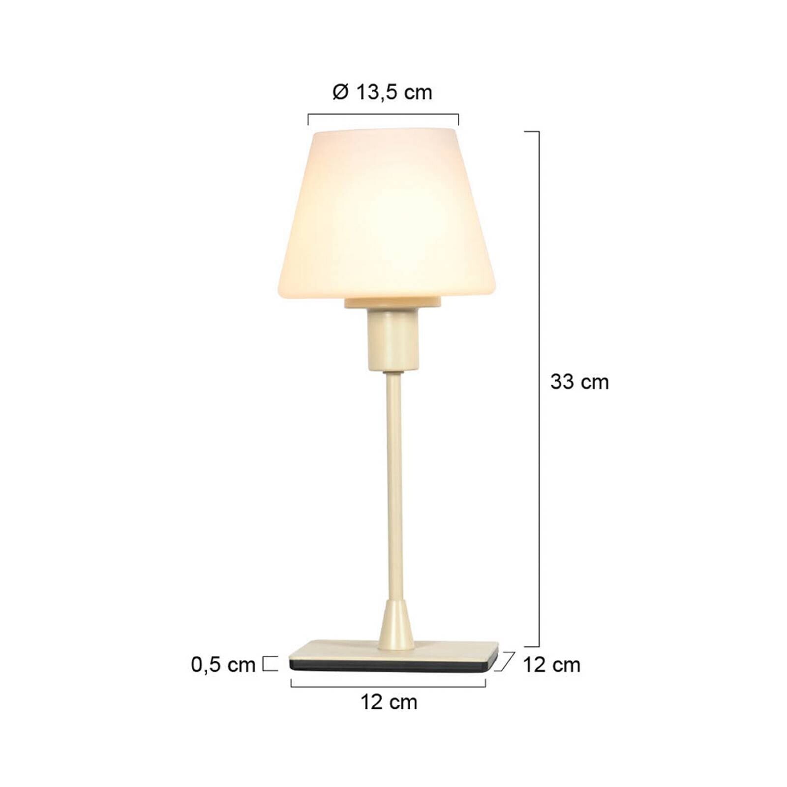 Stolová lampa Ancilla, krémová, výška 33 cm, kov, sklo, E14