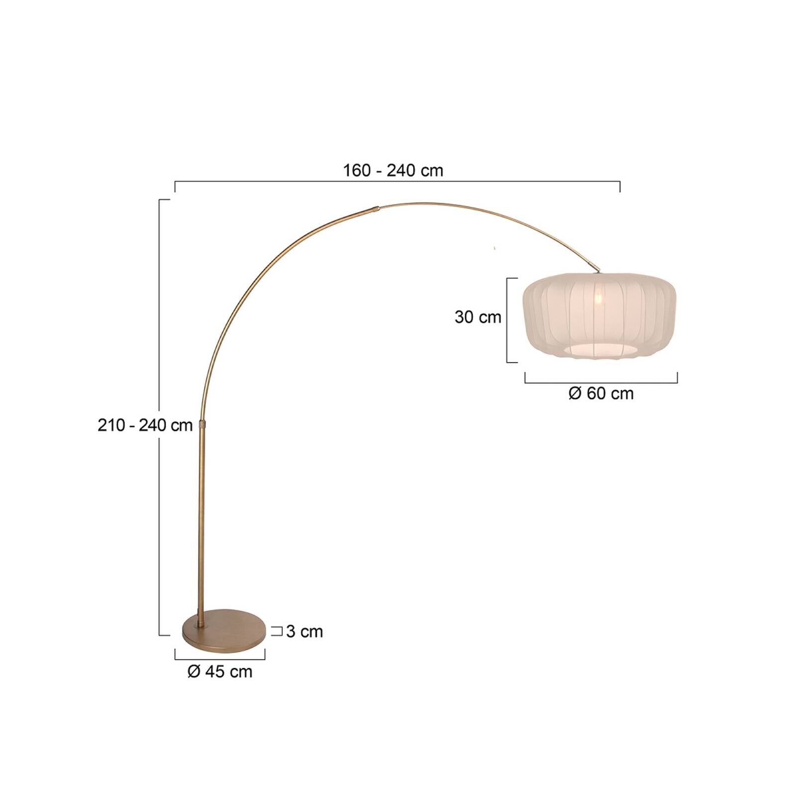 Stojacia lampa Sparkled Light v tvare oblúka, bronzová/krémový nylon, 240 cm