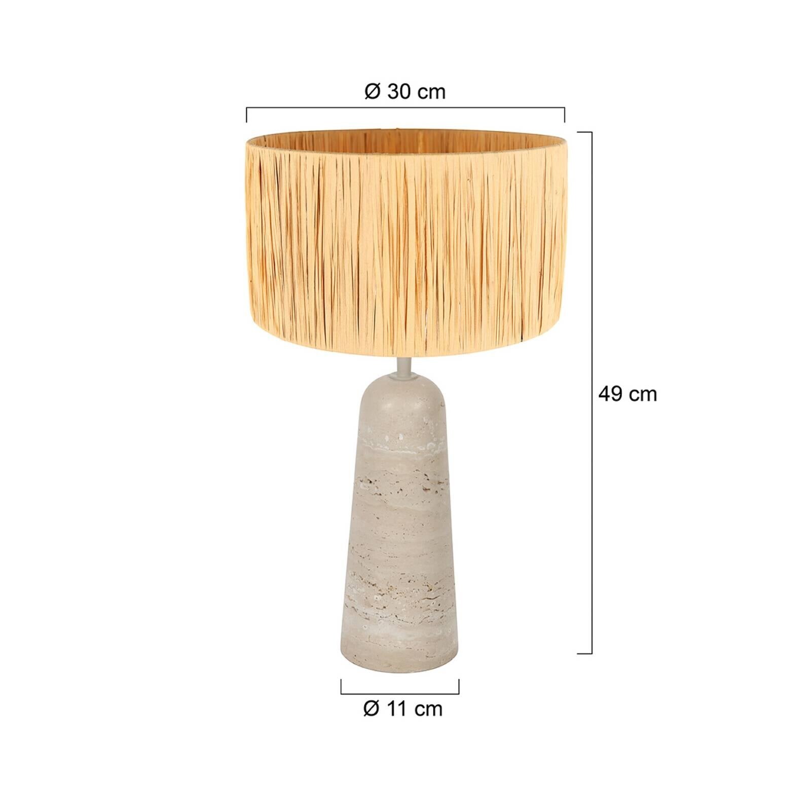 Stolová lampa Travino, výška 49 cm, travertín, morská tráva, E27