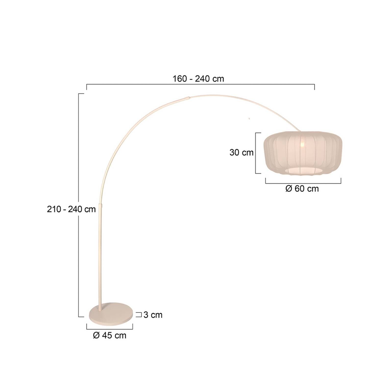 Stojacia lampa Sparkled Light v krémovej farbe/nylon v krémovej farbe, 240 cm