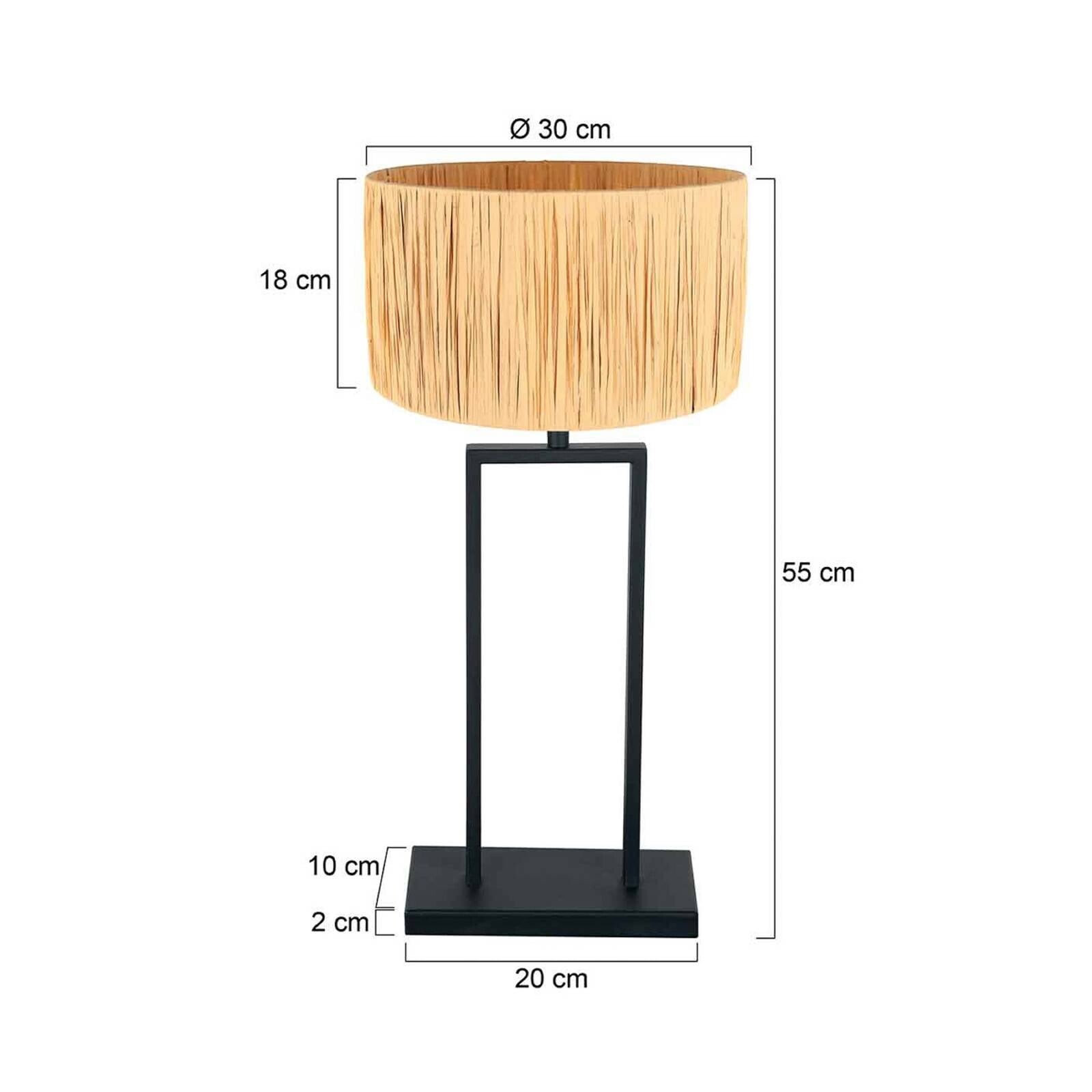 Stolová lampa Stang 3857ZW, morská tráva, čierna/prírodná, výška 55 cm