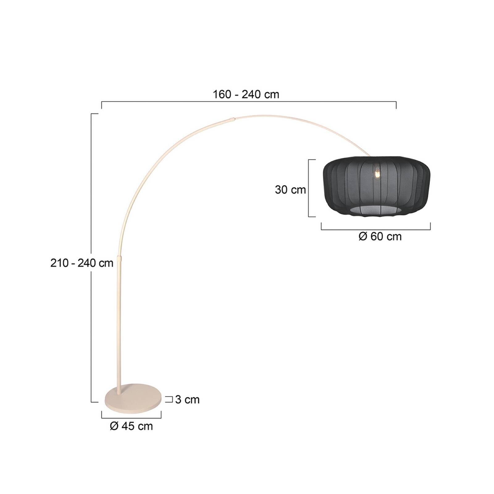 Stojacia lampa Sparkled Light v krémovej farbe s čiernym nylonom, 240 cm