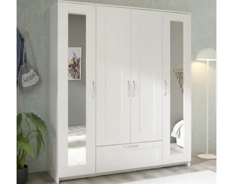 Šatníková skriňa so zrkadlami Leporelo 156 cm, biela mat%